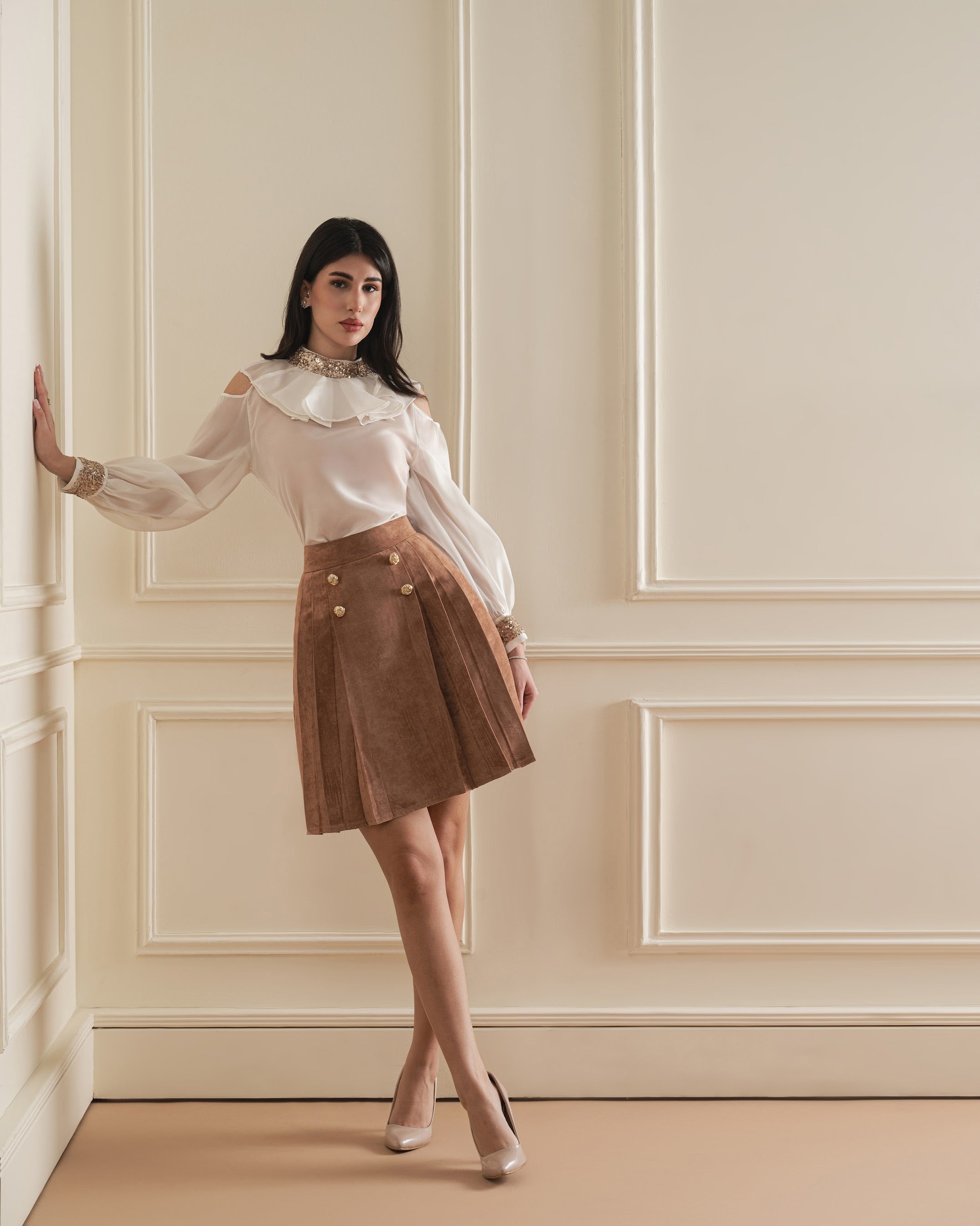 Ruffled Big Collar Shirt