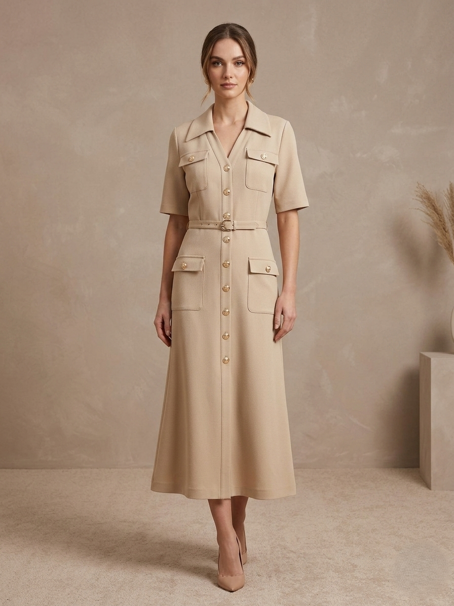 Earth-Tone Shirt Dress