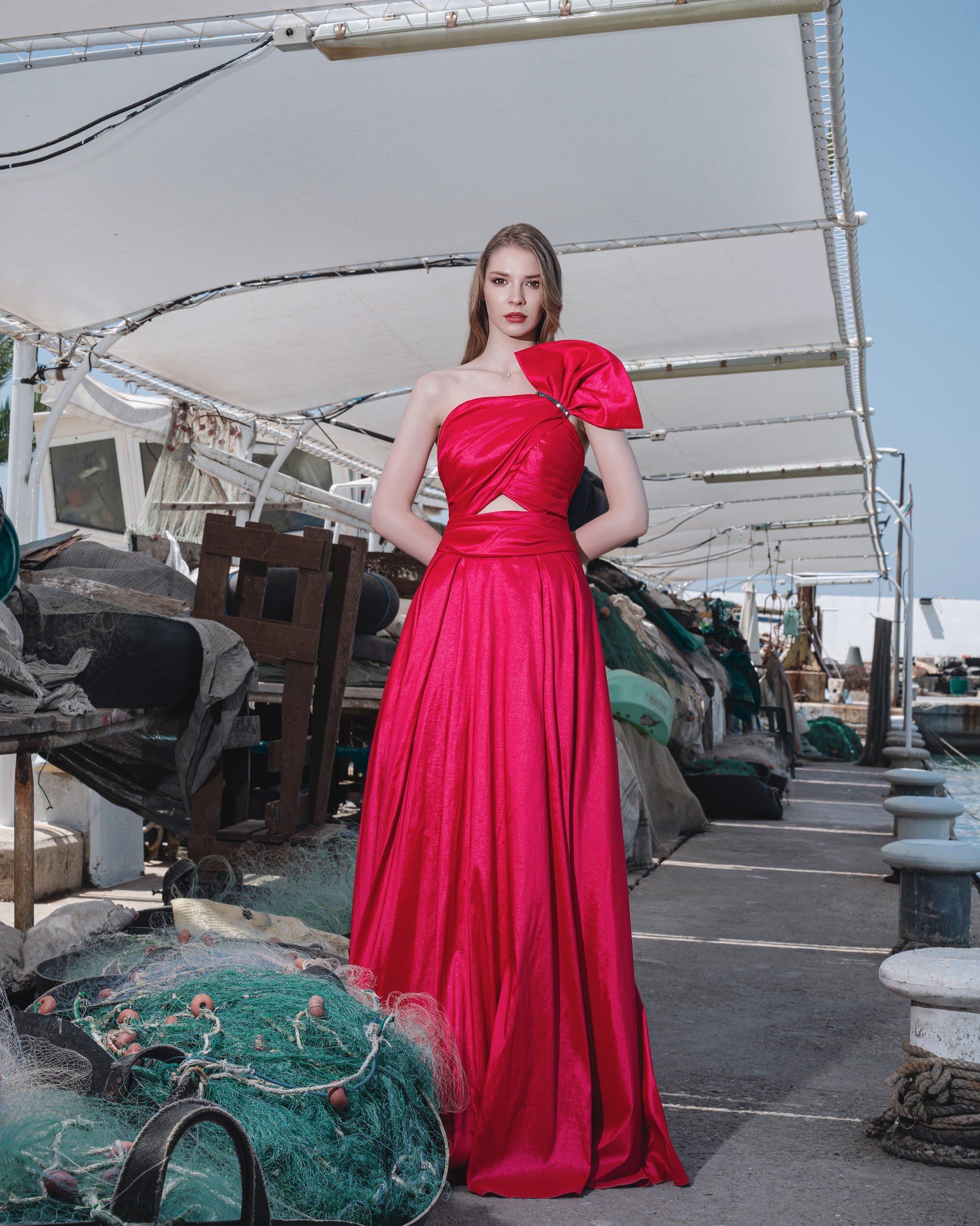One Shoulder Flower Couture Dress