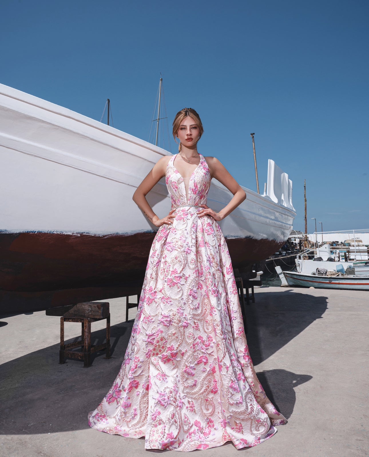 Jacquard Floral Couture Dress