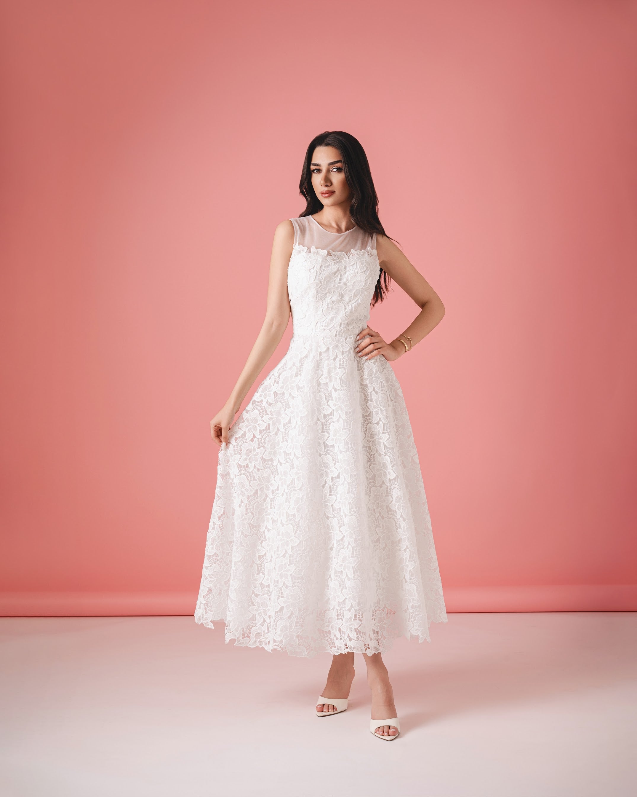 Embroidered White Maxi Dress