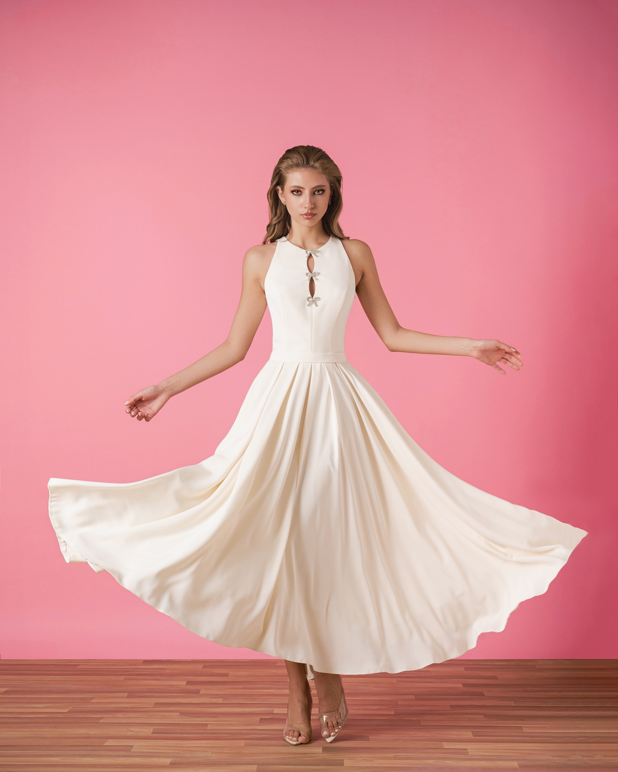 woman within dresses Plus Size Printed Short-Sleeve Crinkle Maxi Dress Ultra lightweight and breathable Wedding Dress Woman Within White