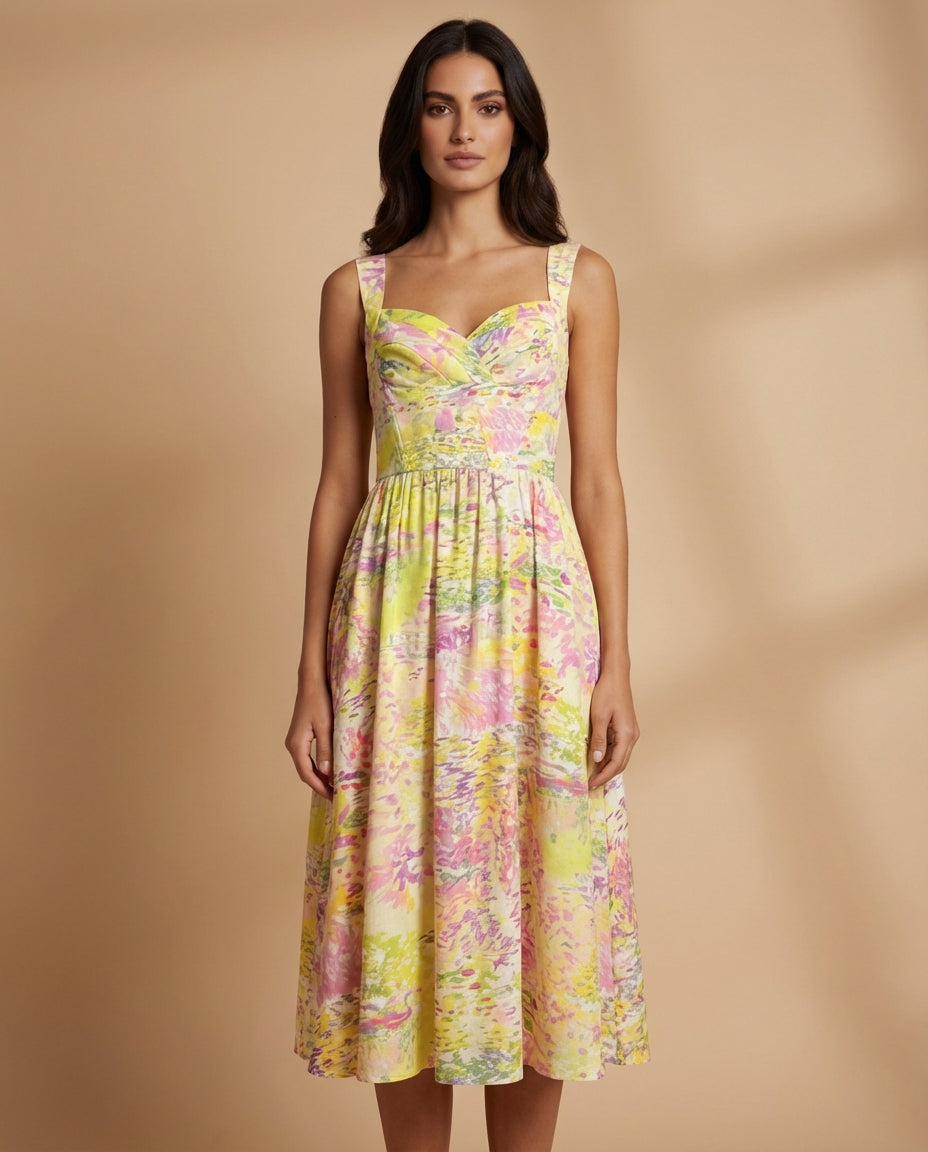 green floral long sleeve midi dress Floral Tie Neck Tiered Long Puff Sleeve Midi Dress-Olive – Riley Reigh /  Mod Market