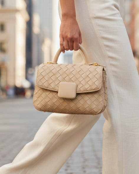 Woven Clasp Flap Bag