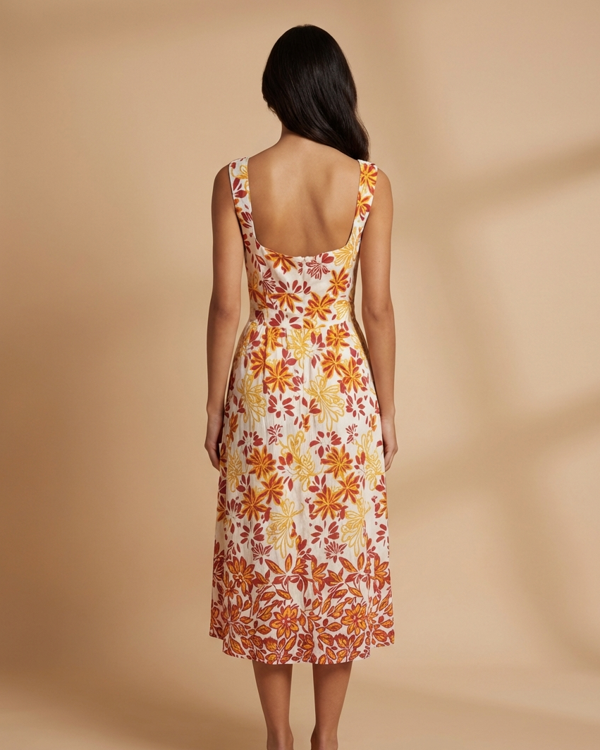 Floral Sweetheart Midi Dress