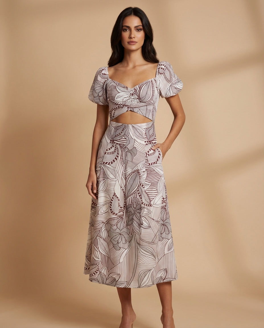 Floral Cut-Out Midi