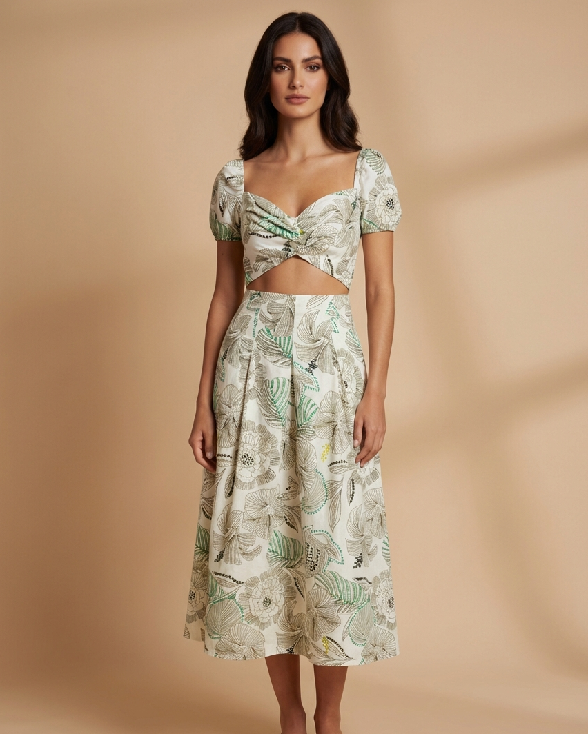 Floral Cut-Out Midi