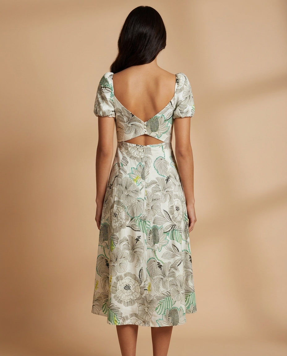 Floral Cut-Out Midi