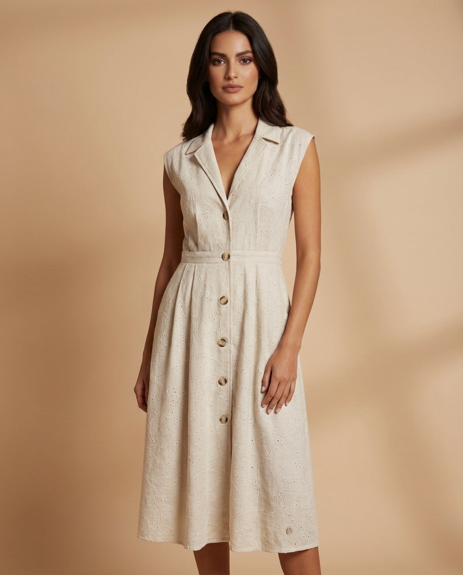 Spring Eyelet Shirt Dress