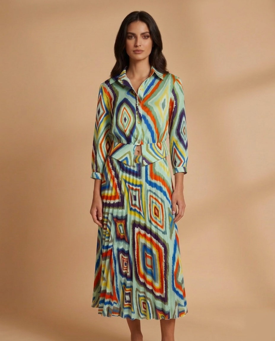 Geometric Pattern Two-Piece Set