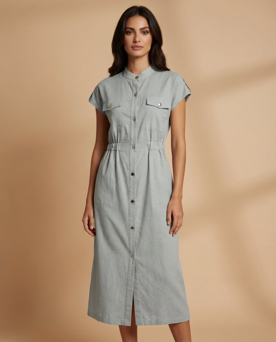 Utility Shirt Midi Dress