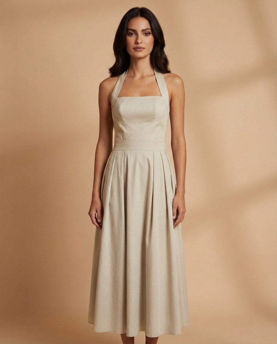 Halter Neck Midi Dress