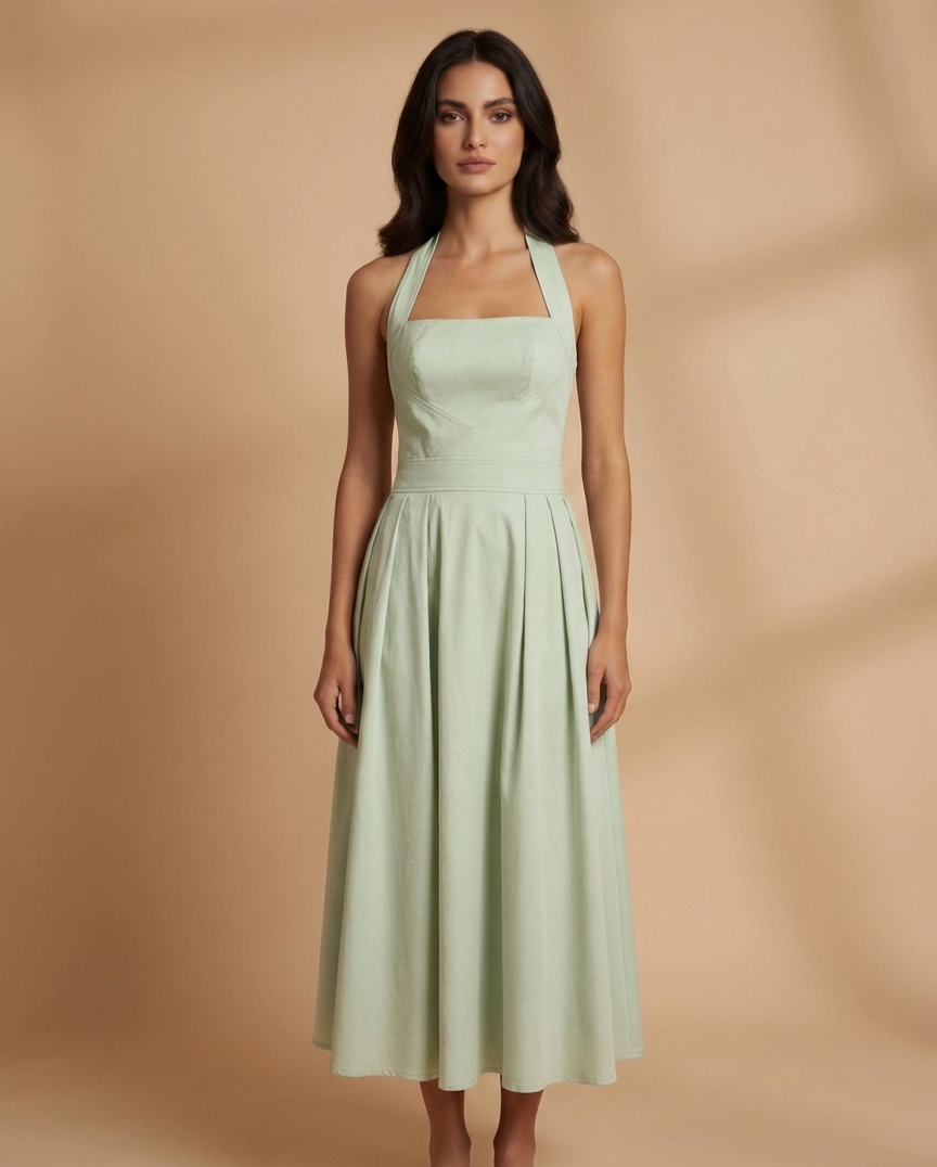 Halter Neck Midi Dress
