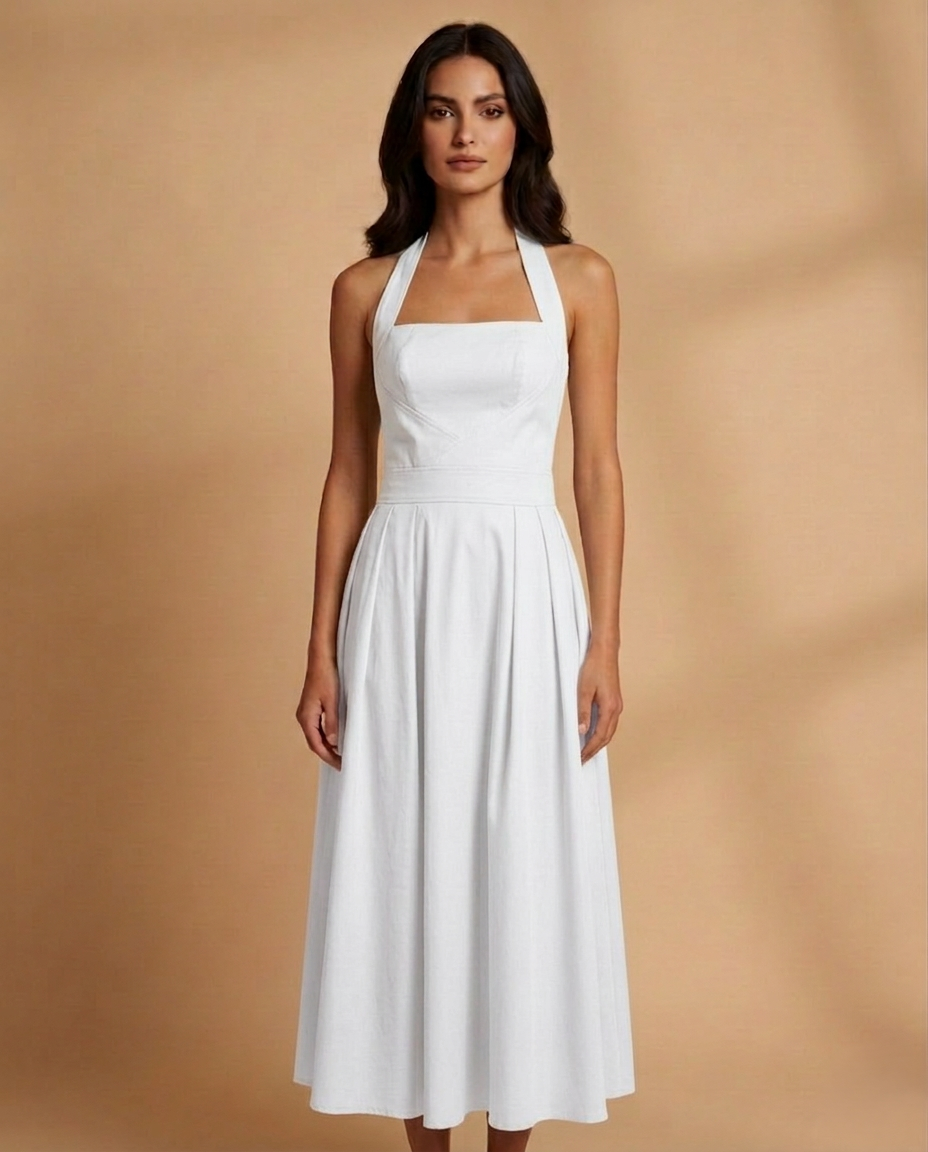Halter Neck Midi Dress