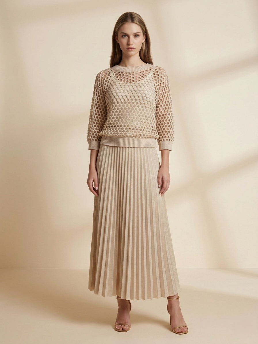 Classy Skirt and Hollow Top Set