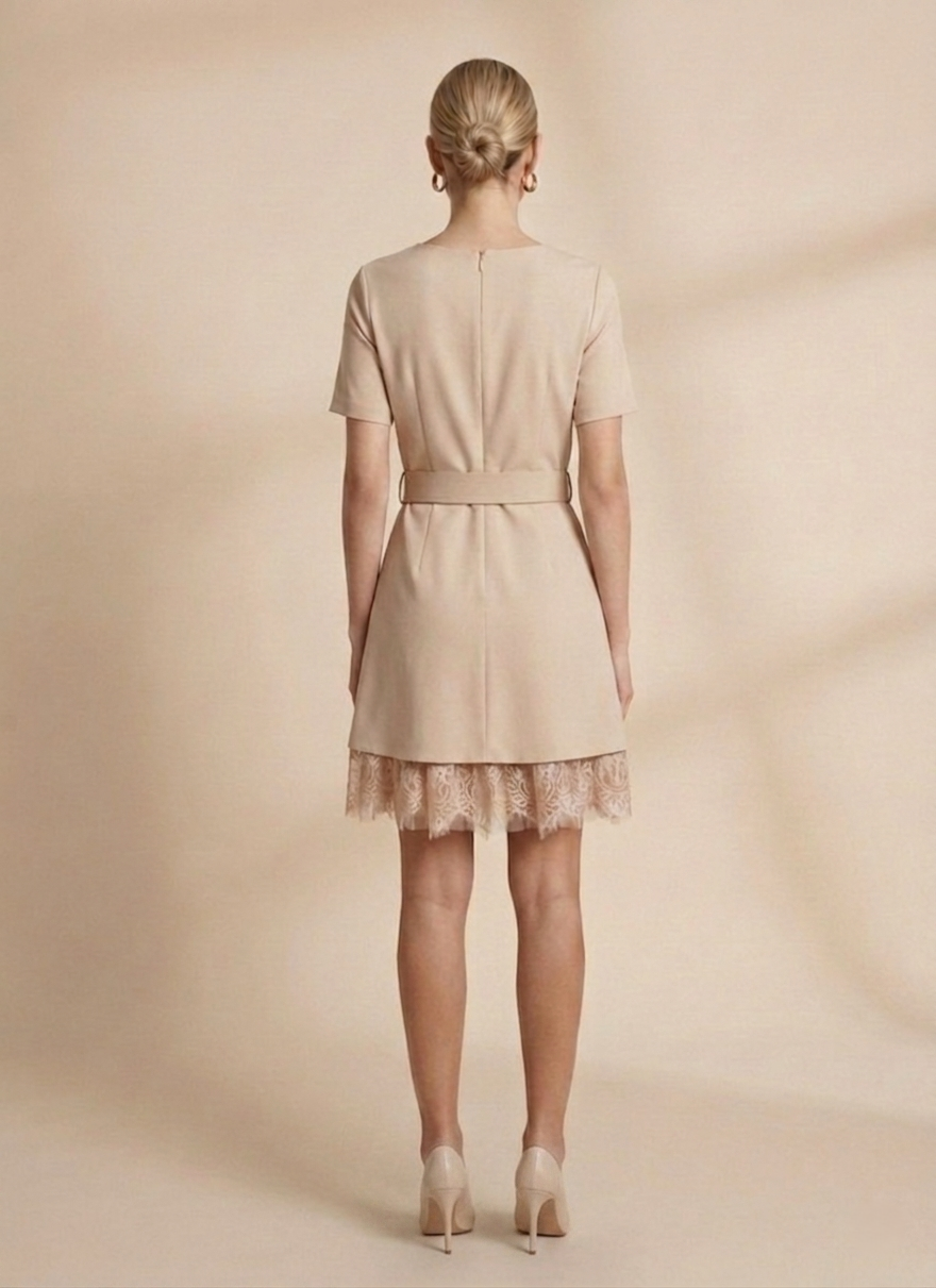 Short Dress with Lace Hem