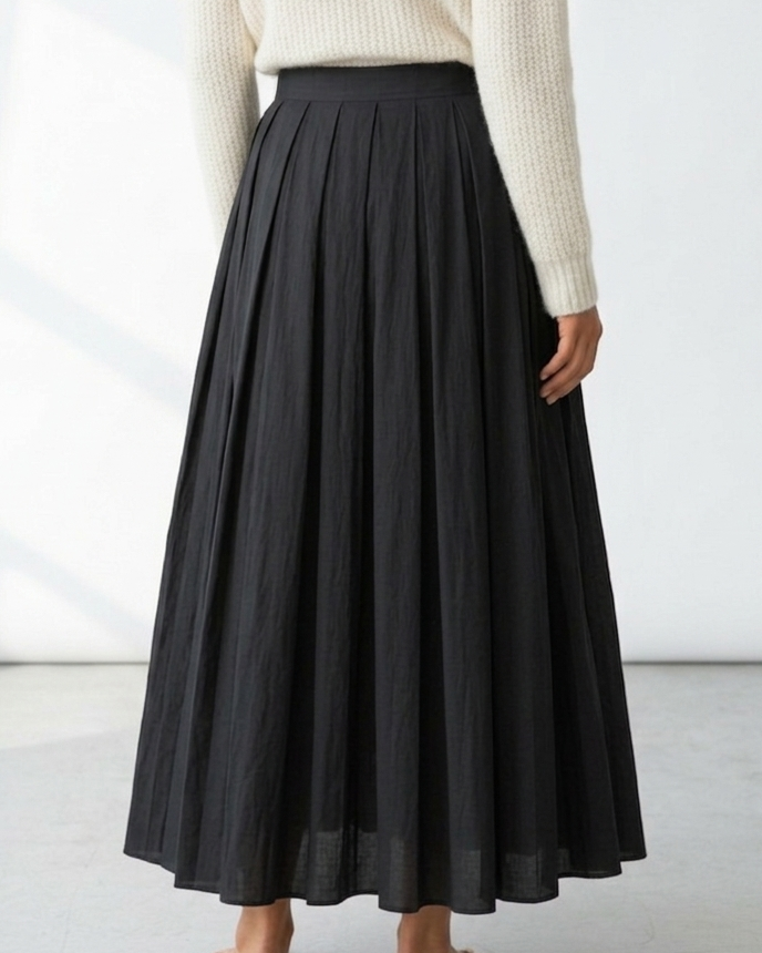 Classic Black A-Line Maxi Skirt