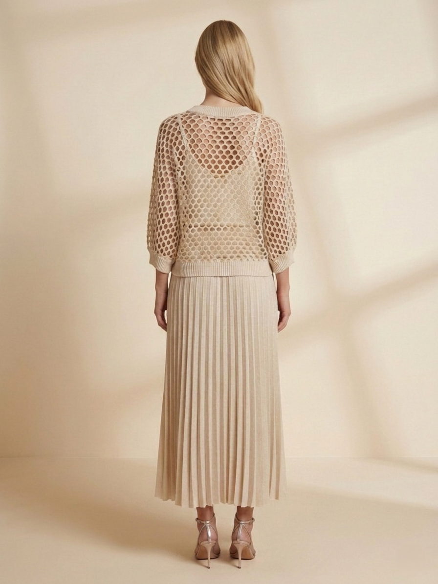 Classy Skirt and Hollow Top Set