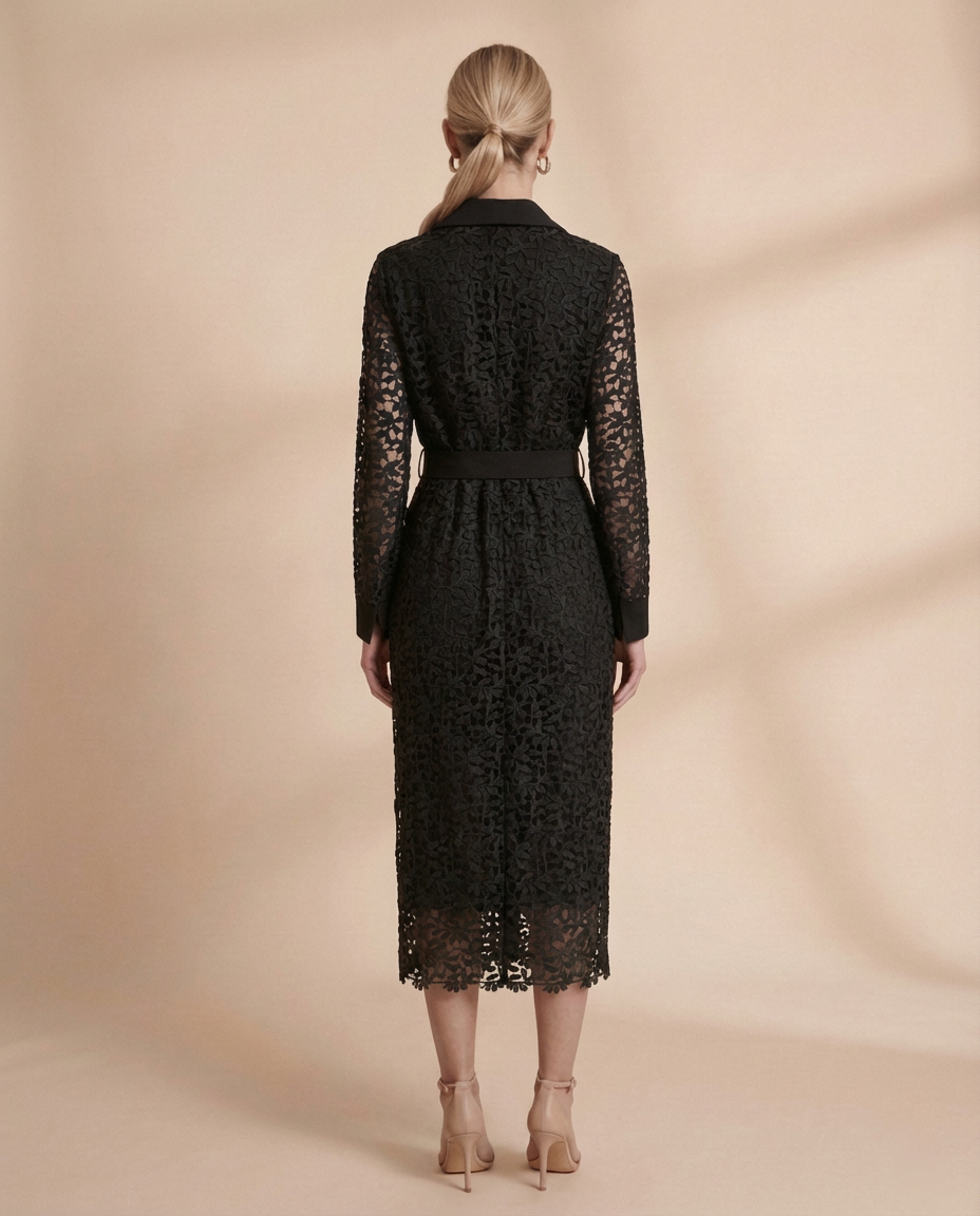 Black Guipure Lace Dress