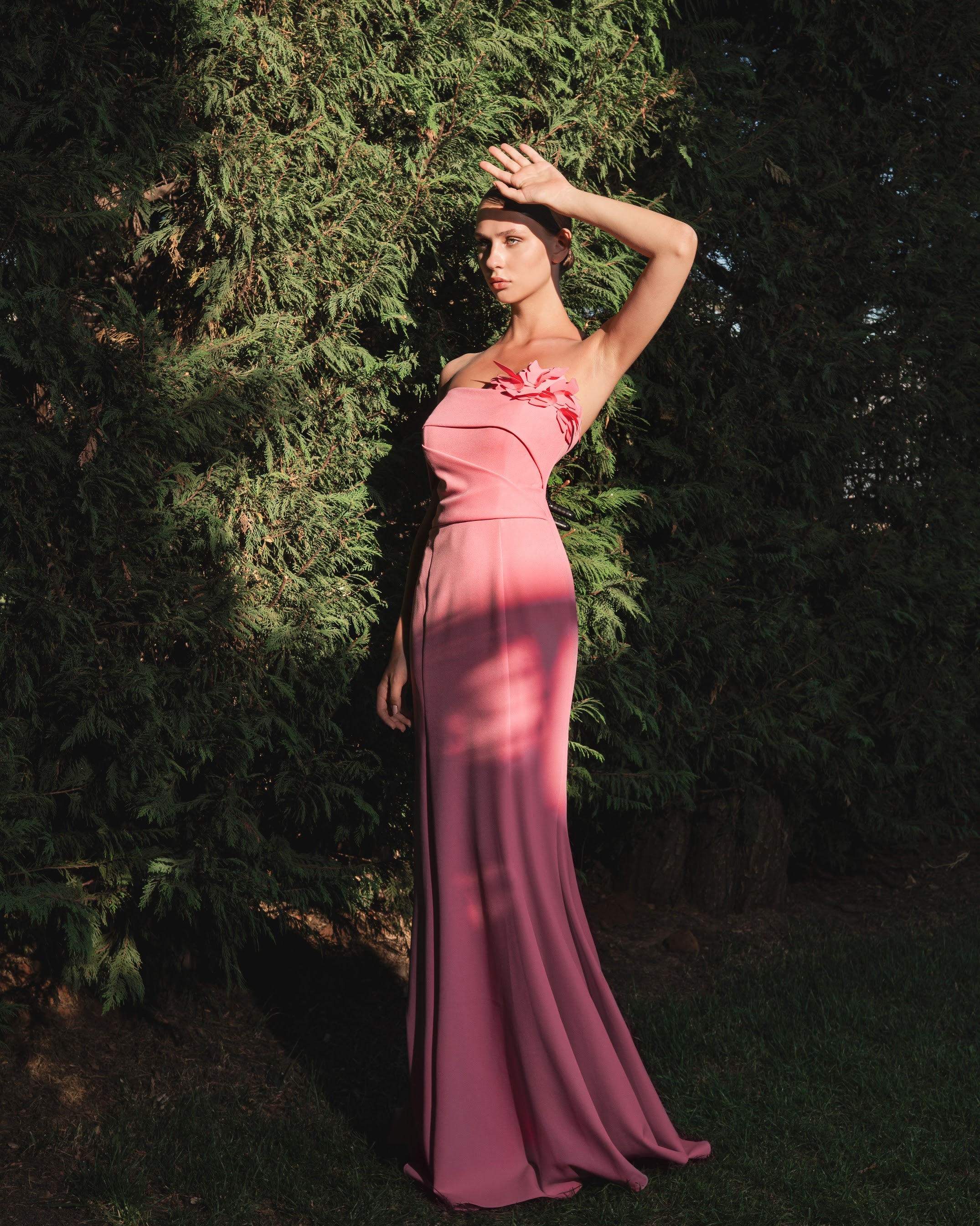 Palm Gathered Couture Dress