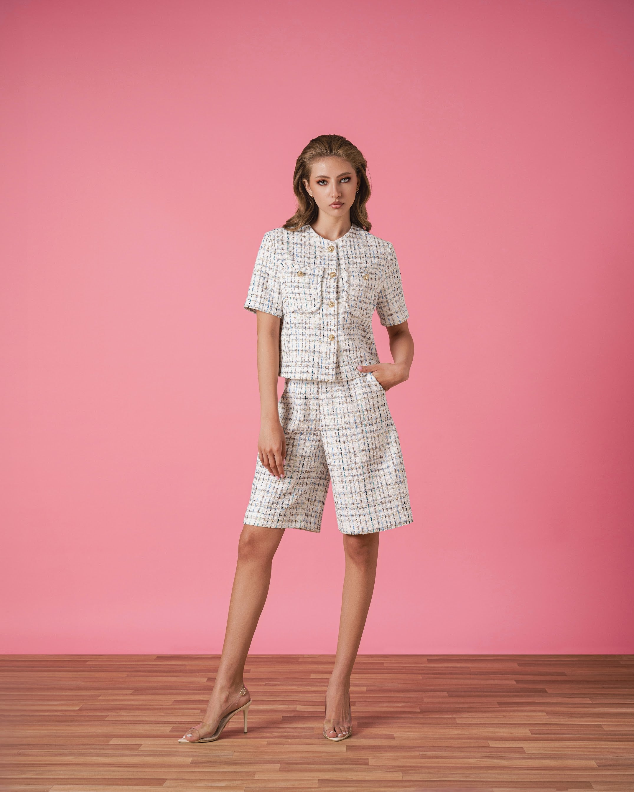 Bouclé Blazer and Short Set