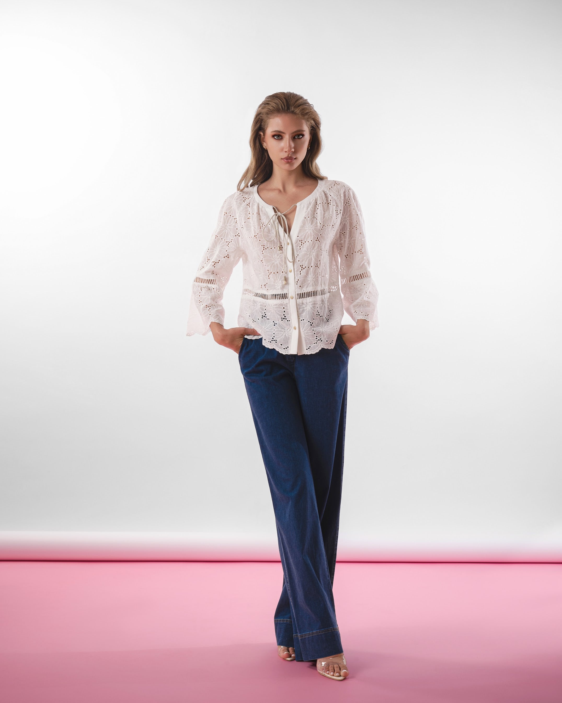 White Cutwork Embroidery Shirt