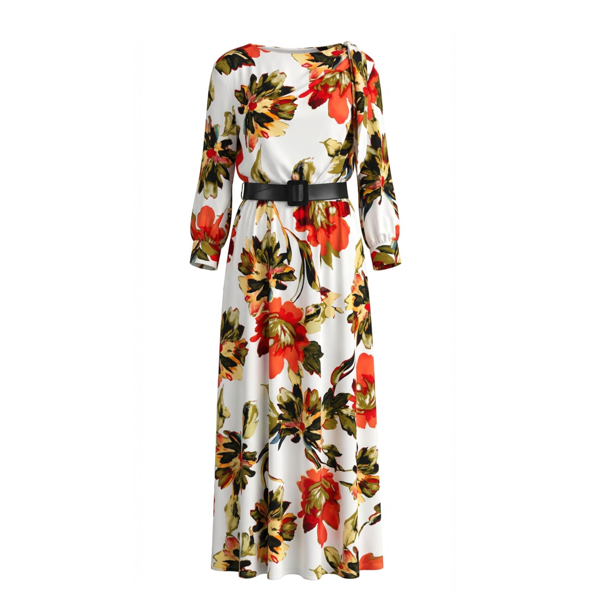 White and Red Floral Dress