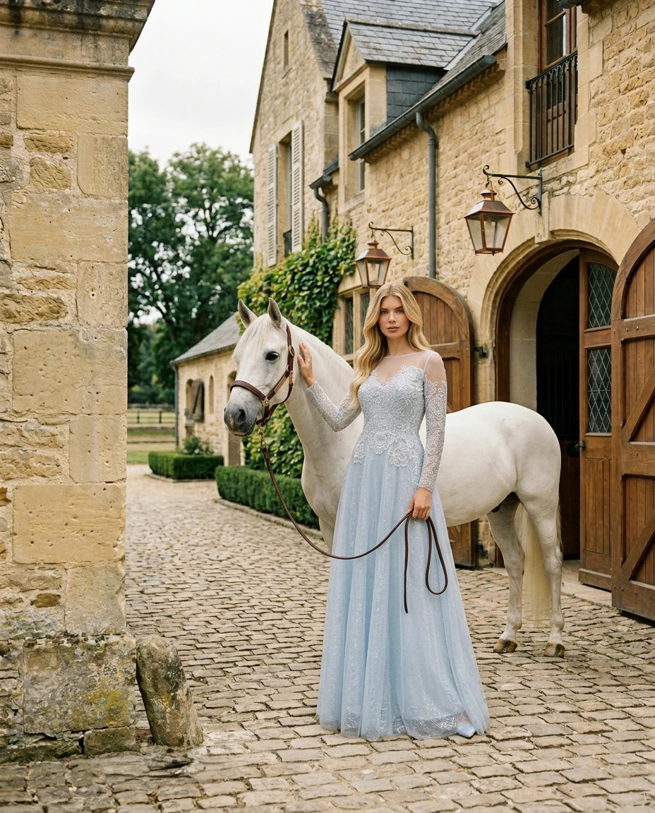 Sky Blue Evening Dress