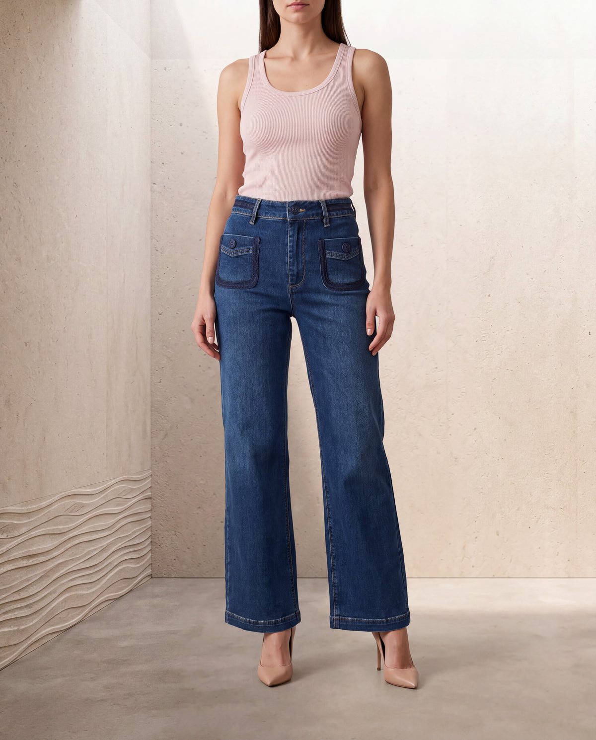 Colette Patch Pocket Wide-Leg Jeans