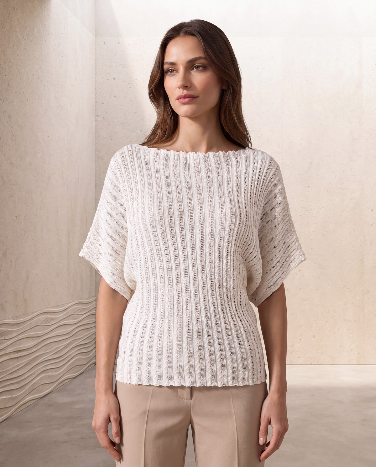 Vela Cable-Knit Boat Neck Sweater