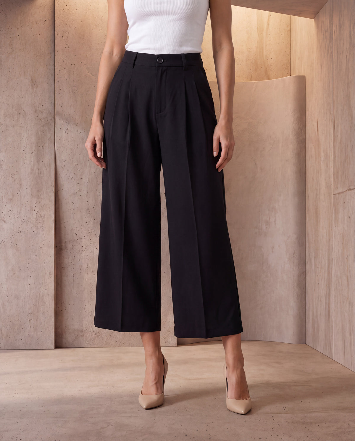 Marceline Pleated Wide-Leg Trousers