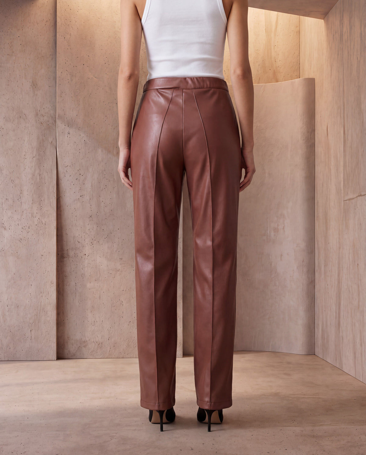 Vesper Faux Leather Wide-Leg Trousers