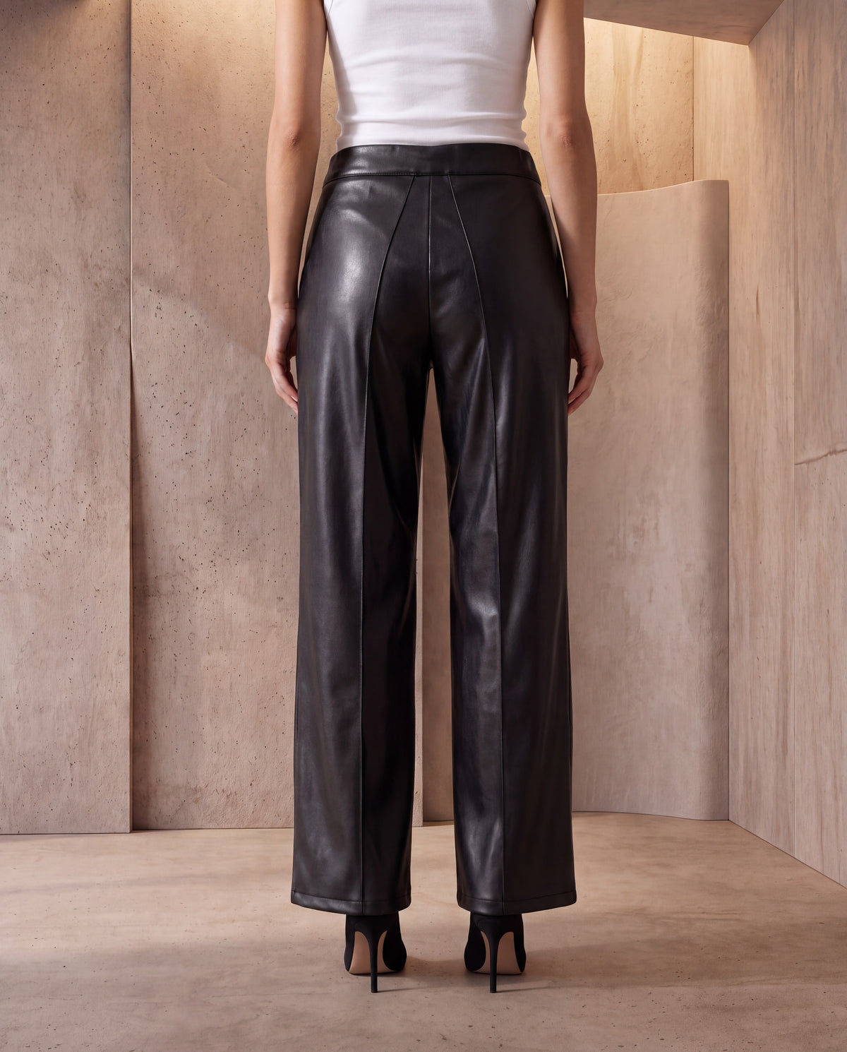 Vesper Faux Leather Wide-Leg Trousers