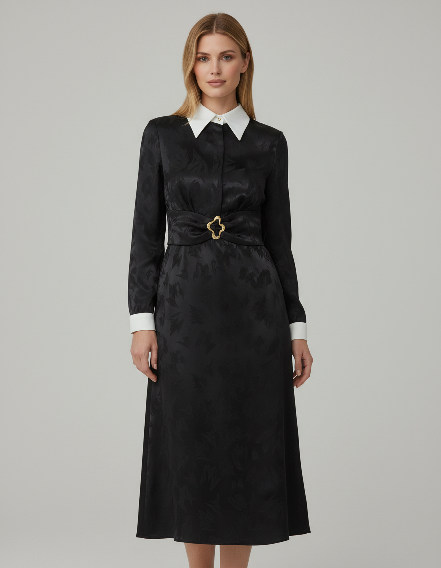 Black Dress with White Collar