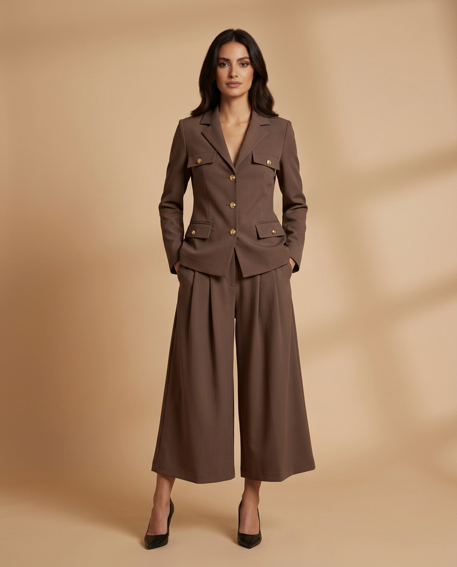 Neutral Earth-Tone Suit Set