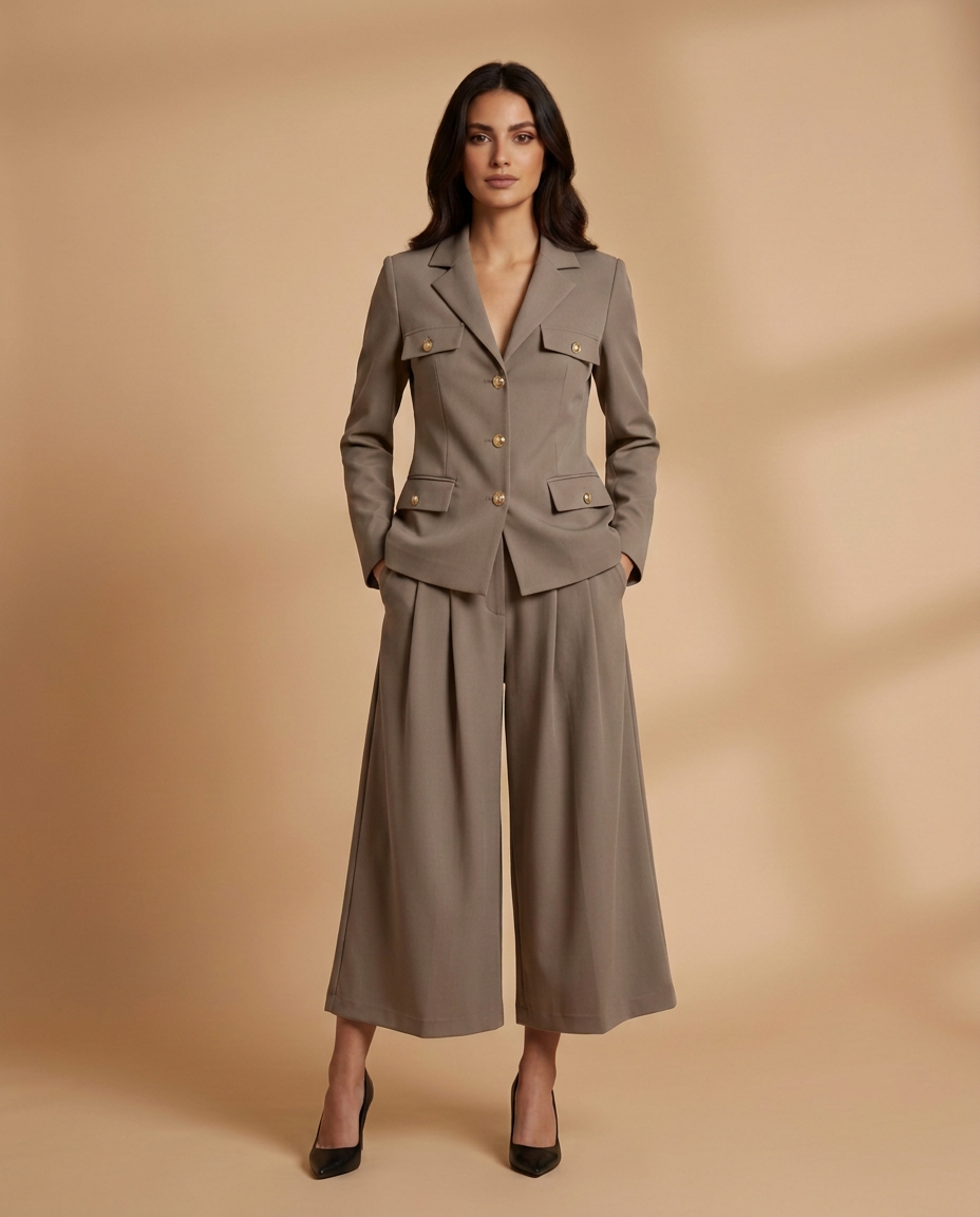 Neutral Earth-Tone Suit Set