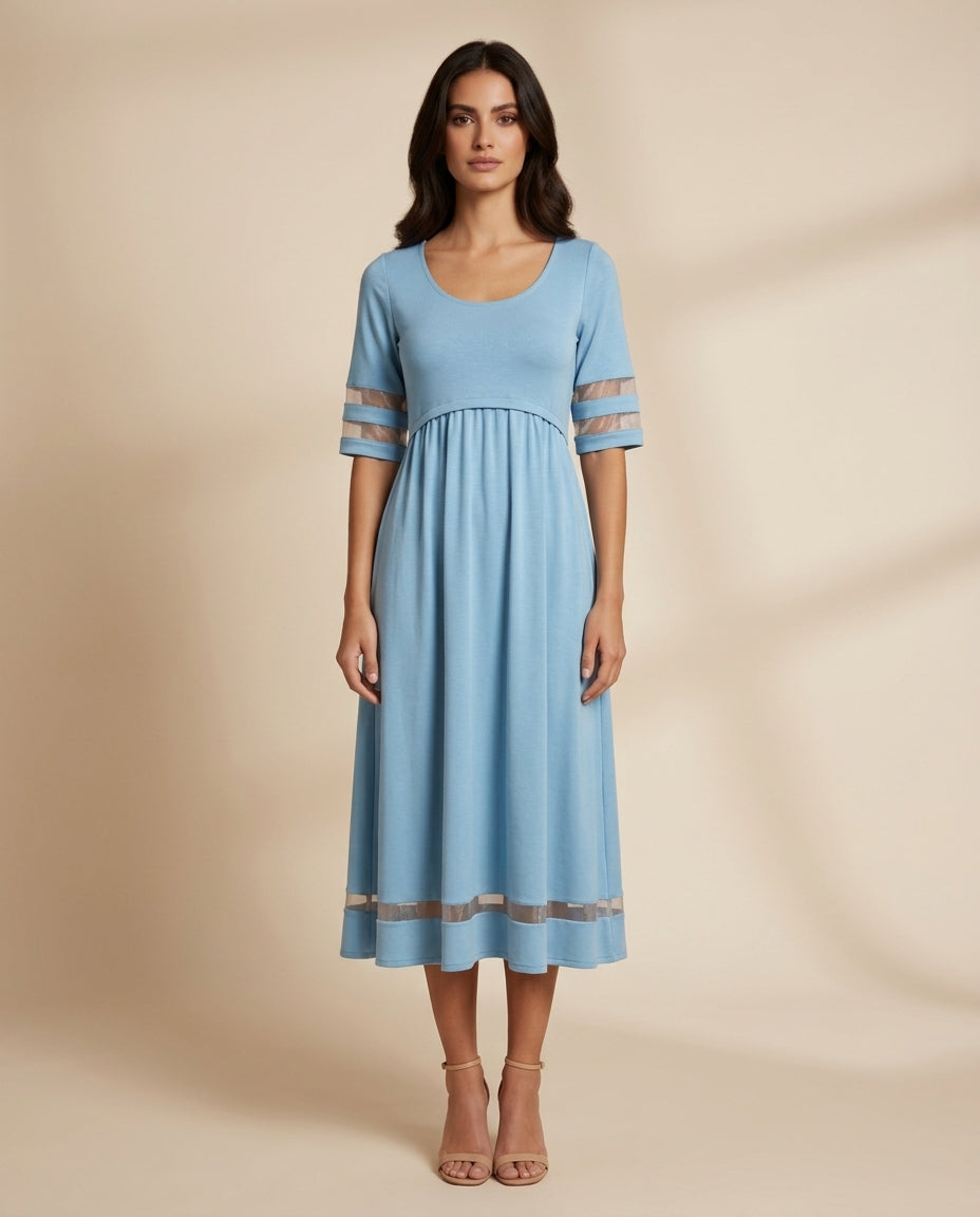 Light Blue Dress with Sheer Details