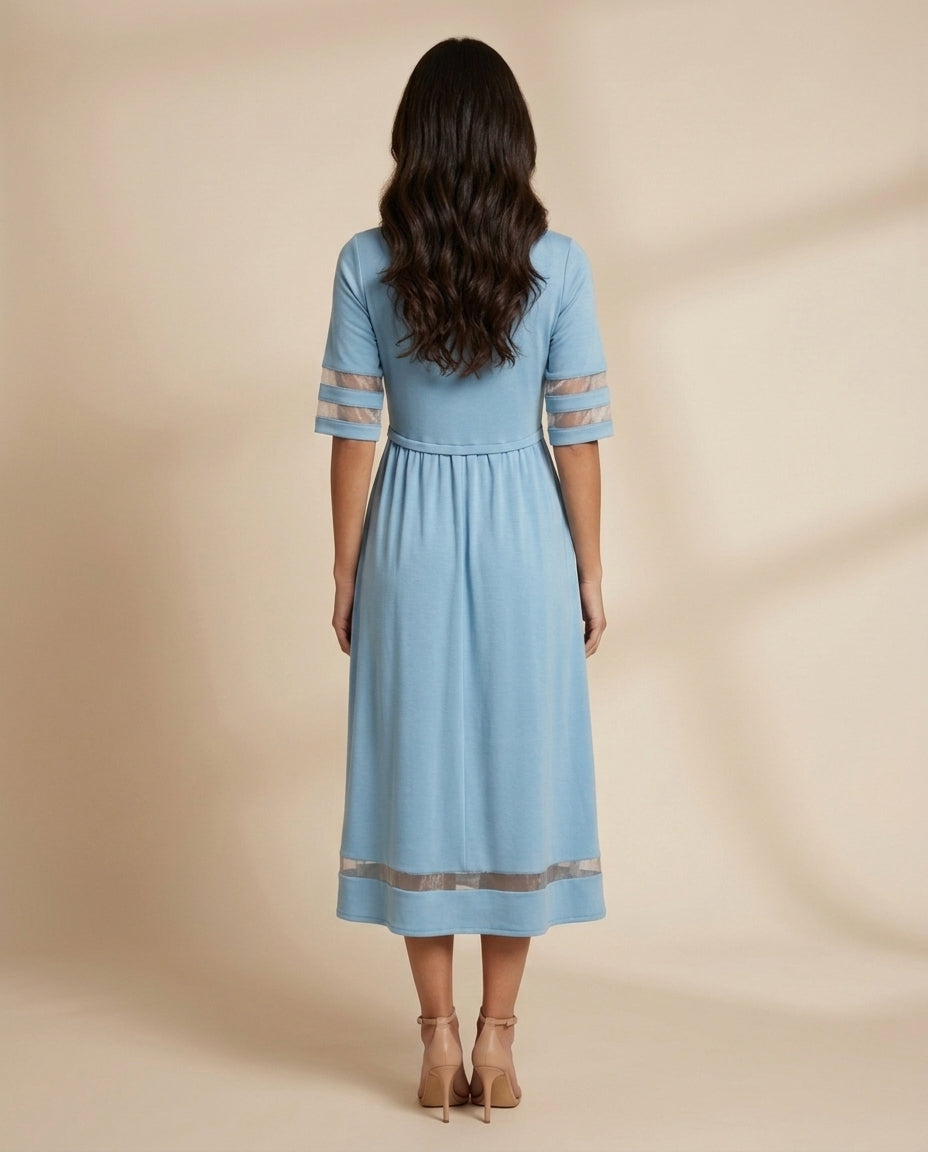 Light Blue Dress with Sheer Details