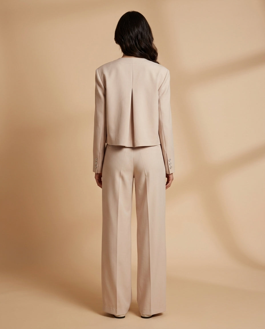 Beige Set: Structured Jacket & Tailored Pants